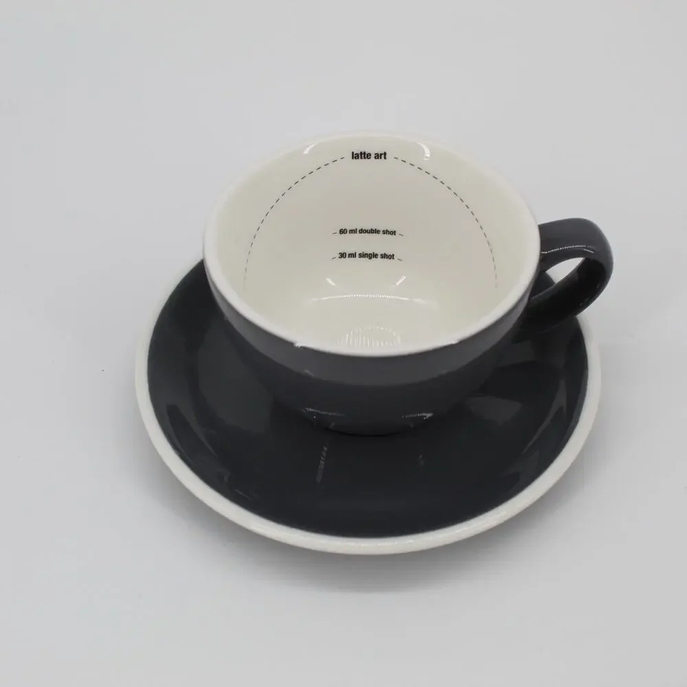 BREVILLE Home Barista Latte Art Coffee Espresso Cappuccino Cup With Saucer Gray